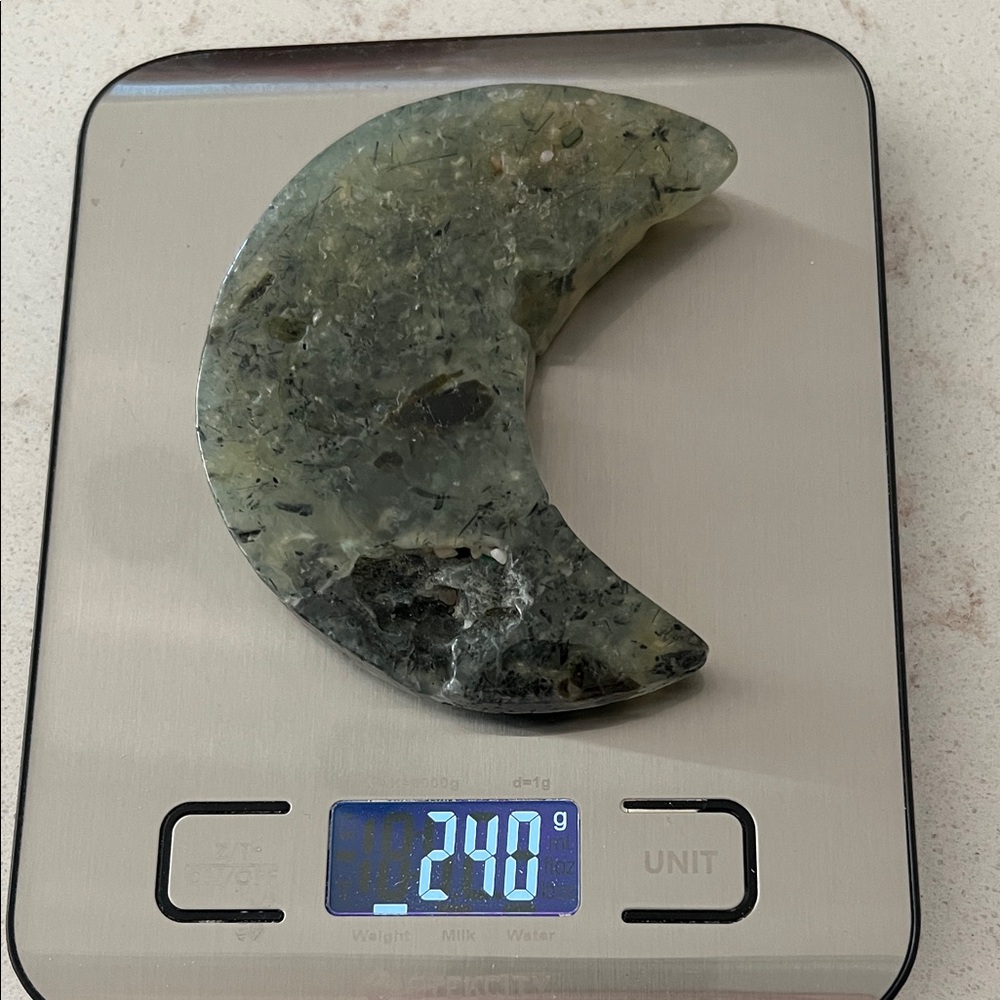 Green Moon-Shaped Stone